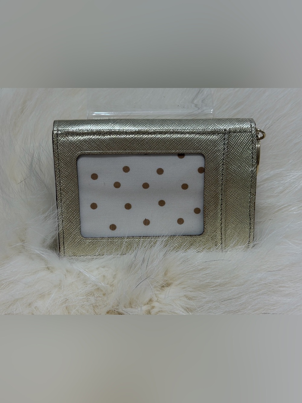 NEW Kate Spade Sylvia Mini Key Ring Bifold Wallet in Pale Gold Leather - Picture 3 of 5
